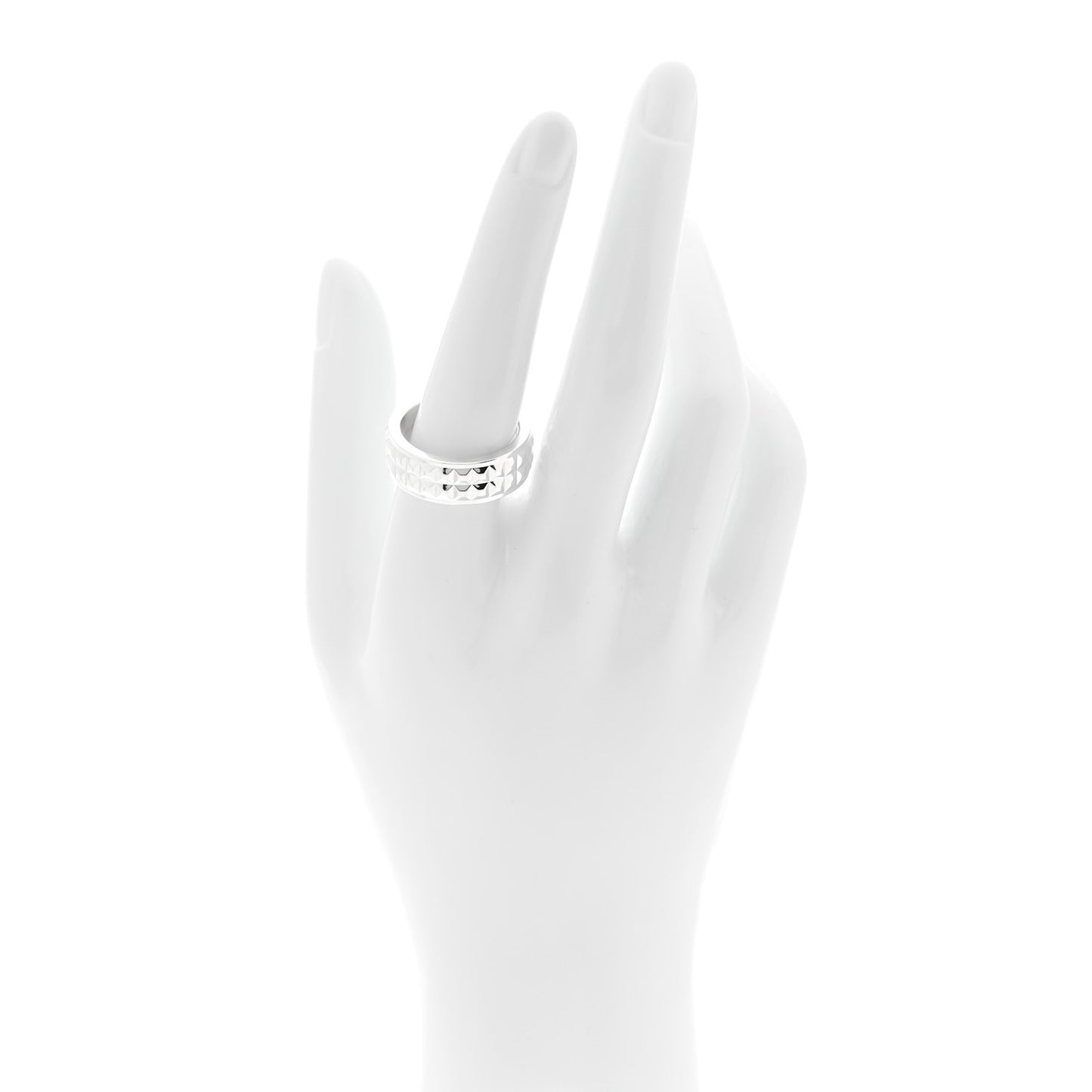Sterling Silver Two Row Diamond Point Band Ring 59 8.75