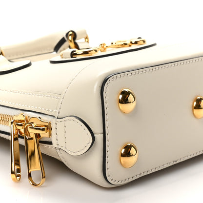 Gucci Boarded Plutone Calfskin Mini Horsebit 1955 Top Handle Bag Mystic White 9 of 10