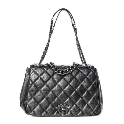 Chanel Metallic Aged Calfskin Quilted Large Pondichery Flap Dark Grey 1 of 10