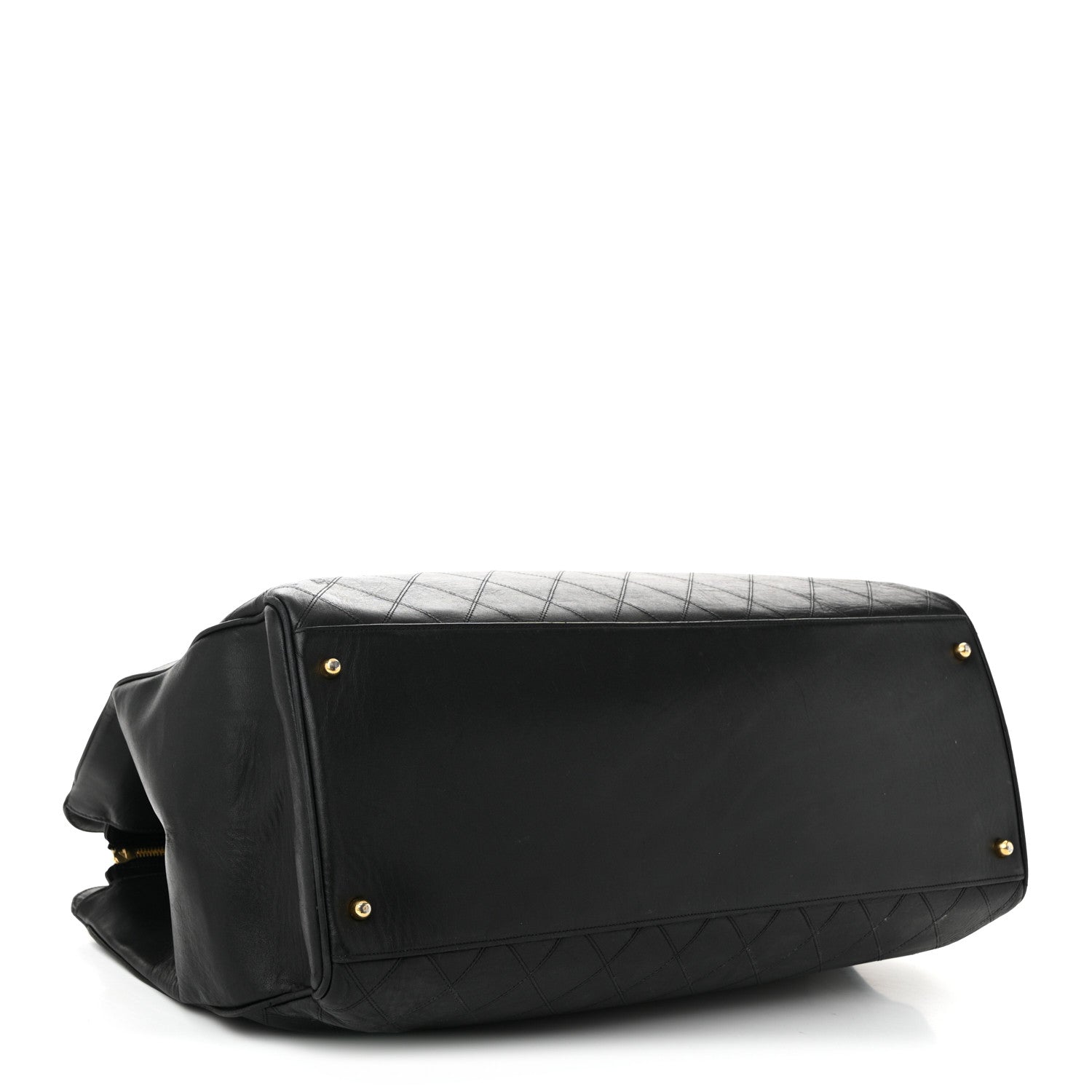 Chanel Calfskin Stitched XL Weekender Black 4 of 10