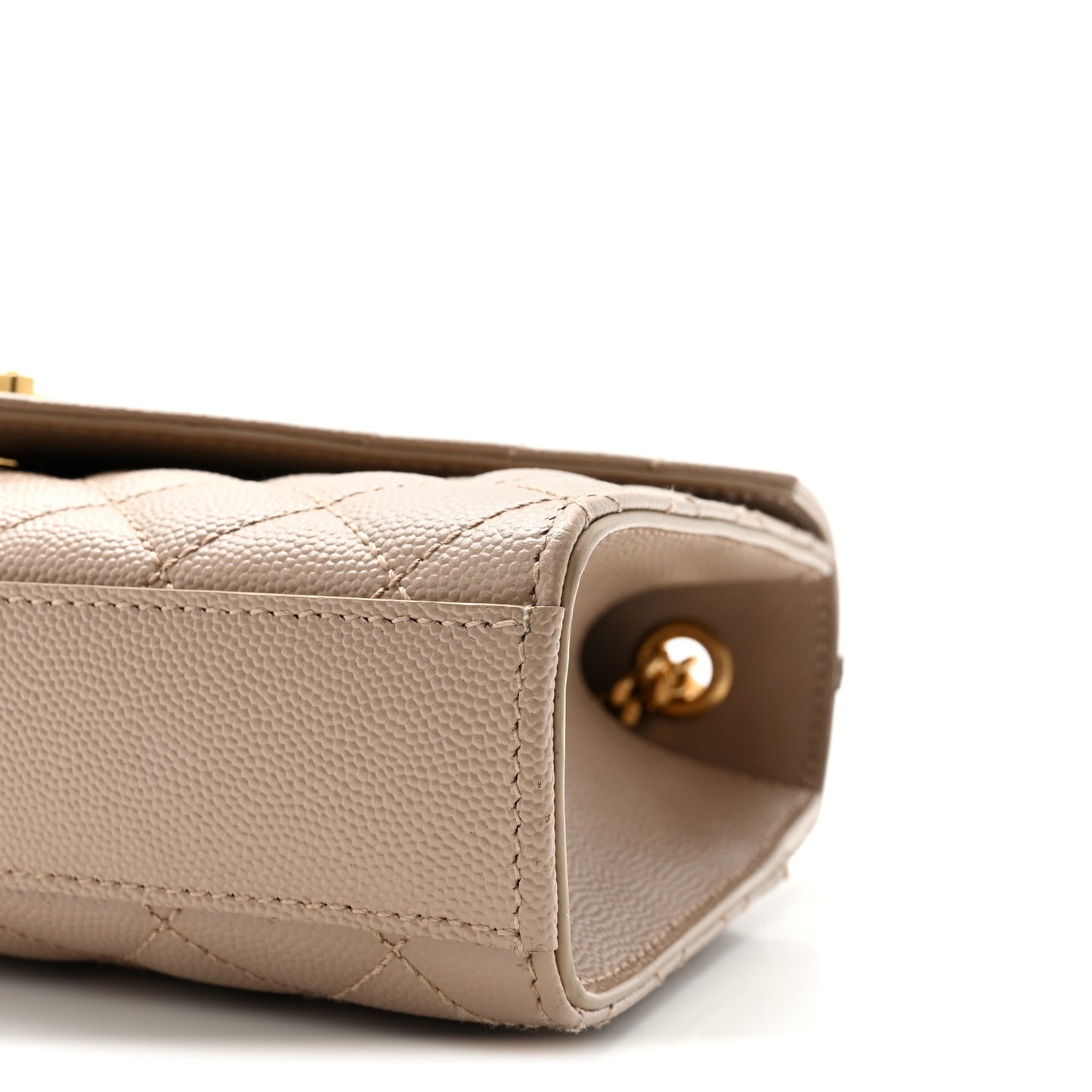 Grain De Poudre Textured Mixed Matelasse Triquilt Small Monogram Satchel Dark Beige