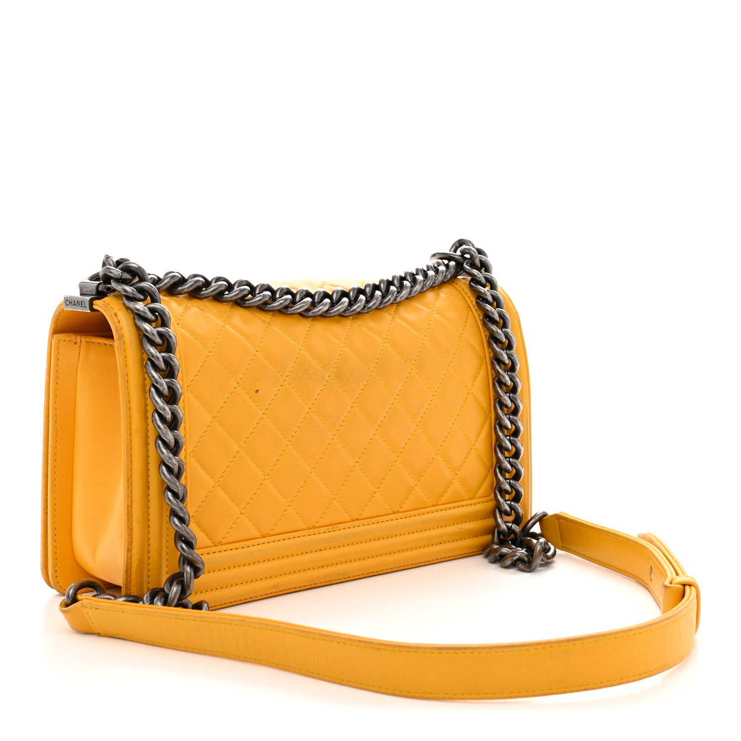 Chanel Lambskin Quilted Medium Boy Flap Yellow 3 of 17
