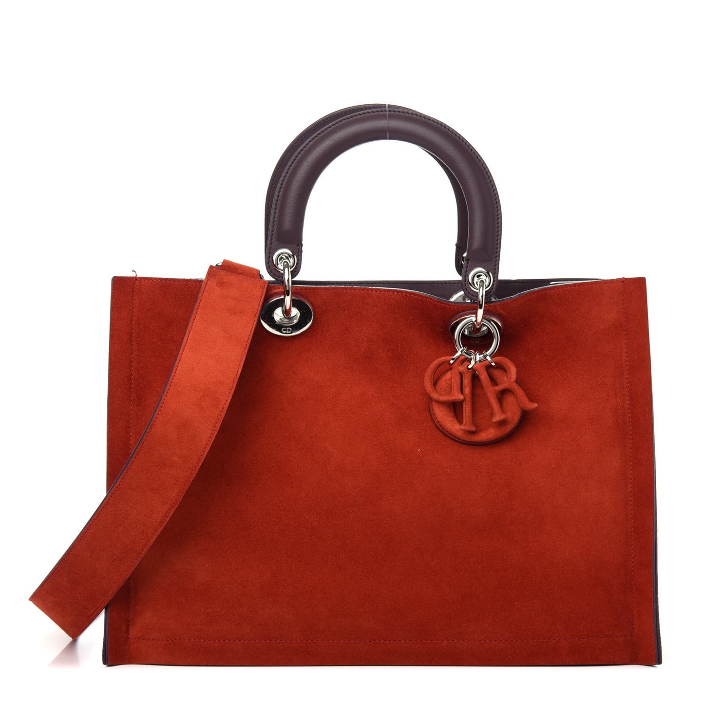 Suede Medium Diorissimo Tote True Red Burgundy