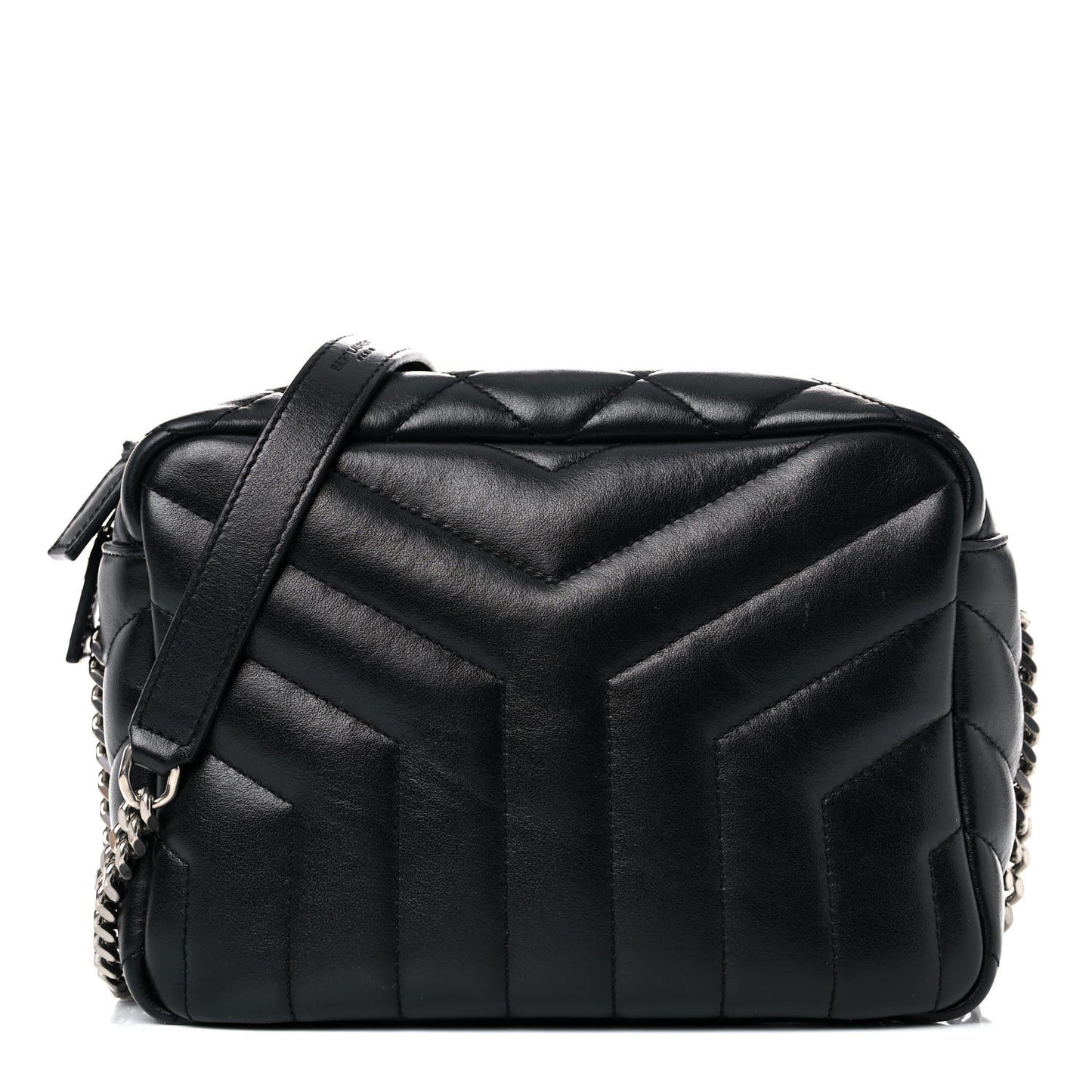 Calfskin Y Quilted Monogram Small Loulou Bowling Bag Black