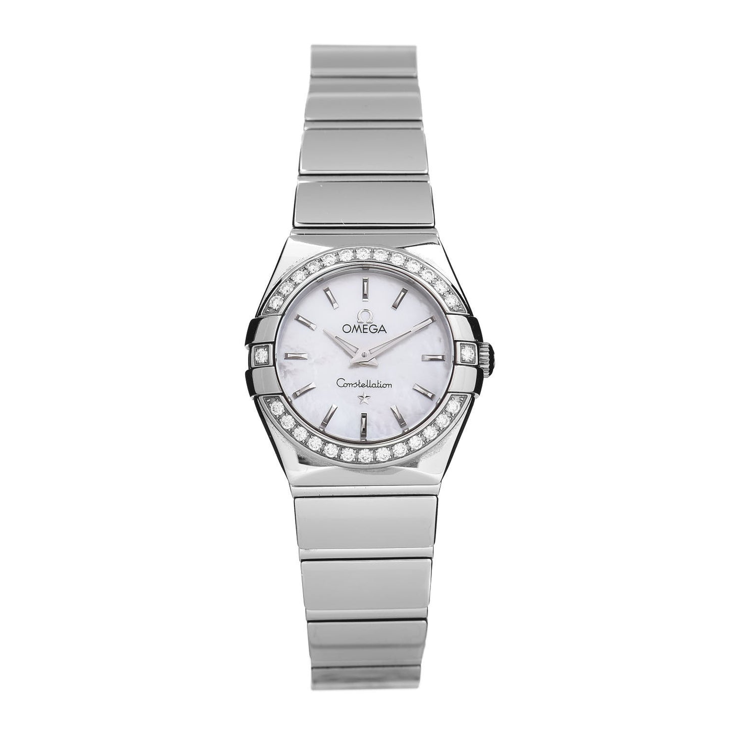 Stainless Steel Diamond Bezel Mother of Pearl 24mm Constellation Quartz Watch 123.15.24.60.05.002