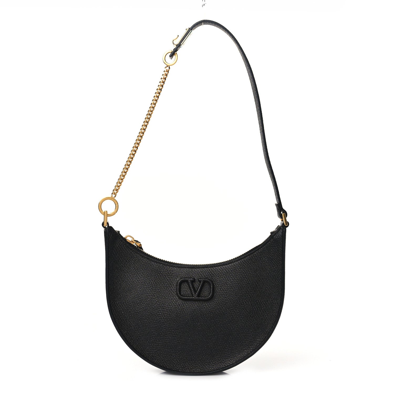 Valentino Garavani Grainy Calfskin Mini Vlogo Hobo Bag Black 1 of 9