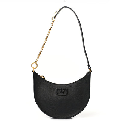 Valentino Garavani Grainy Calfskin Mini Vlogo Hobo Bag Black 1 of 9