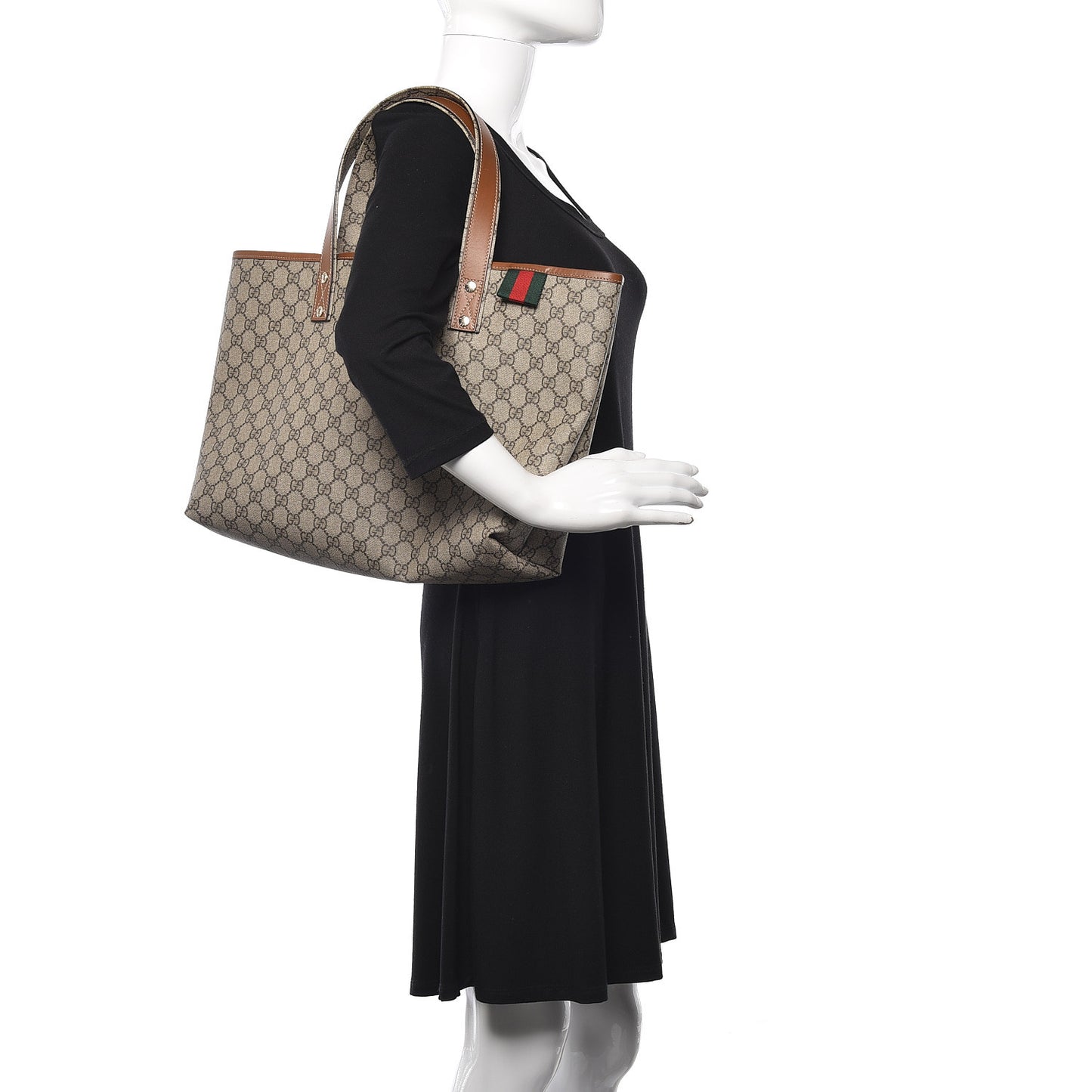 GG Plus Monogram Medium Signature Web Loop Tote Brown