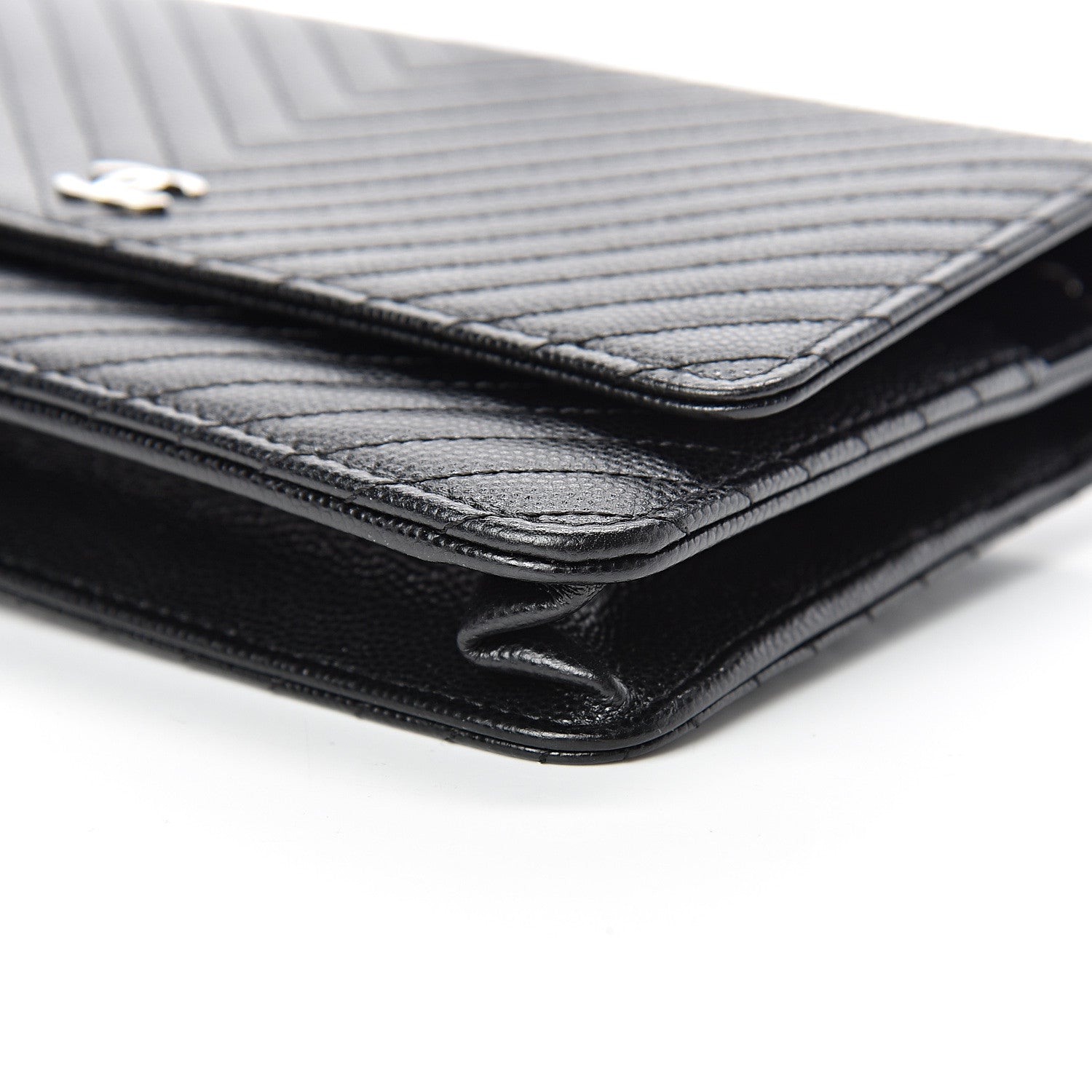 Chanel Caviar Chevron Quilted Wallet On Chain WOC Black 10 of 12