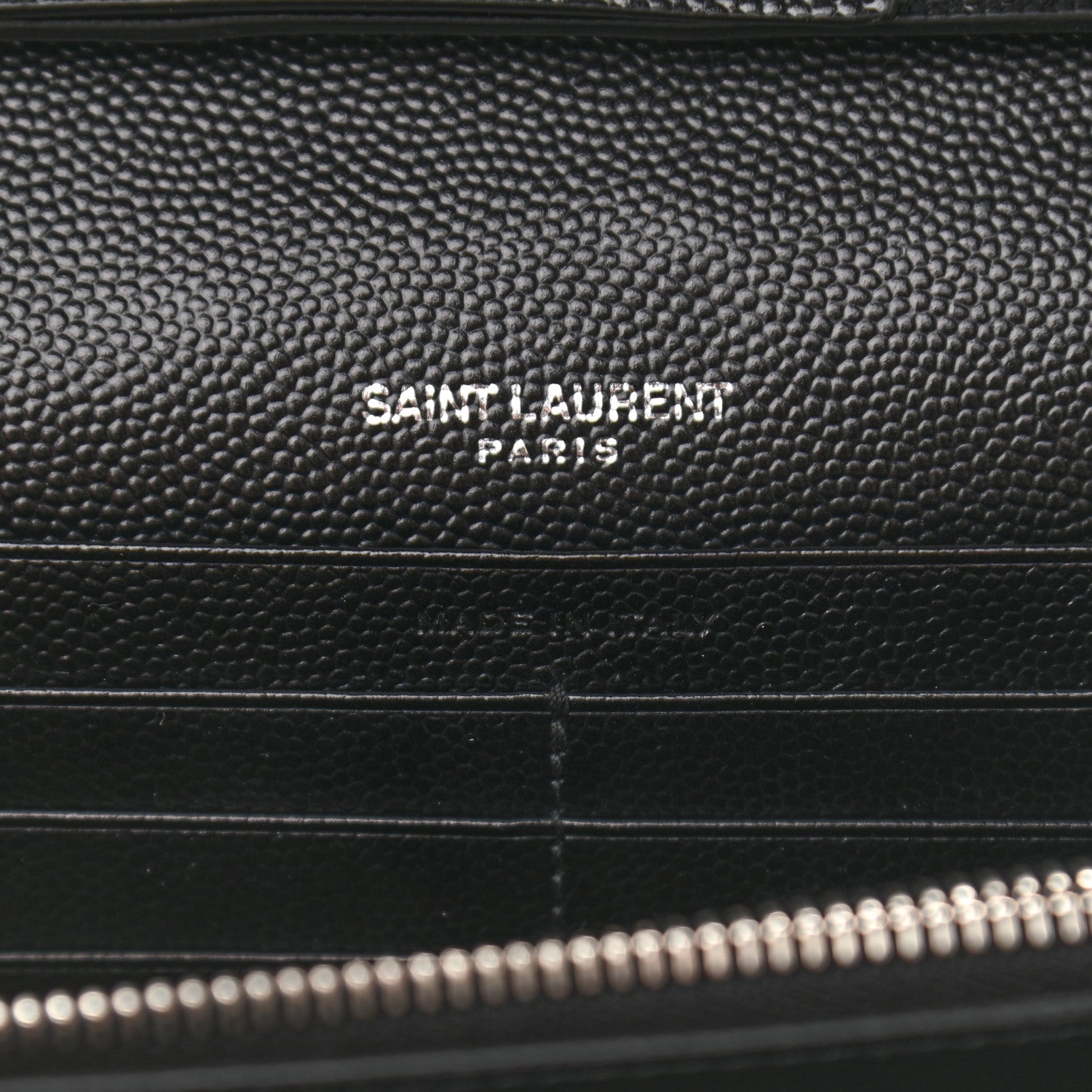 Saint Laurent Grain De Poudre Matelasse Bi-Color Chevron Monogram Chain Wallet White Black 6 of 10
