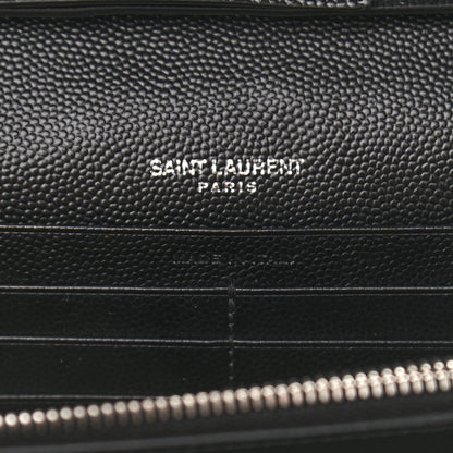 Saint Laurent Grain De Poudre Matelasse Bi-Color Chevron Monogram Chain Wallet White Black 6 of 10