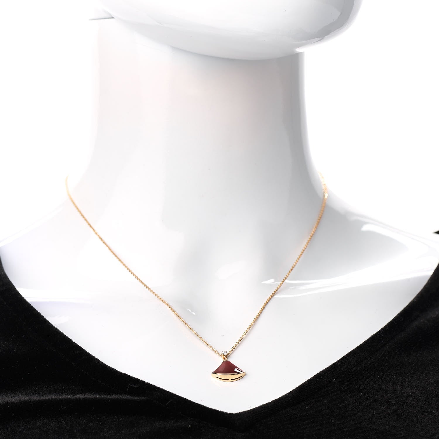 Bulgari 18K Rose Gold Diamond Carnelian Divas' Dream Pendant Necklace 2 of 8