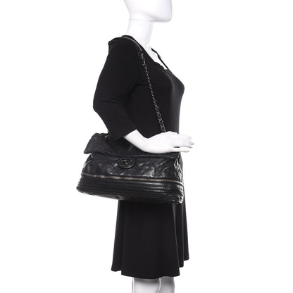 Chanel Calfskin Stitched Large Expandable Flap Bag Black 2 of 9