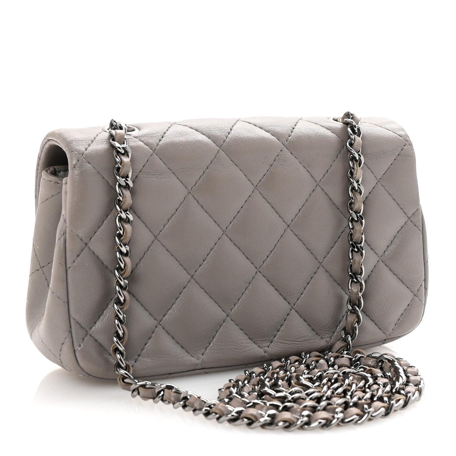 Chanel Lambskin Quilted Extra Mini Rectangular Flap Grey 3 of 10