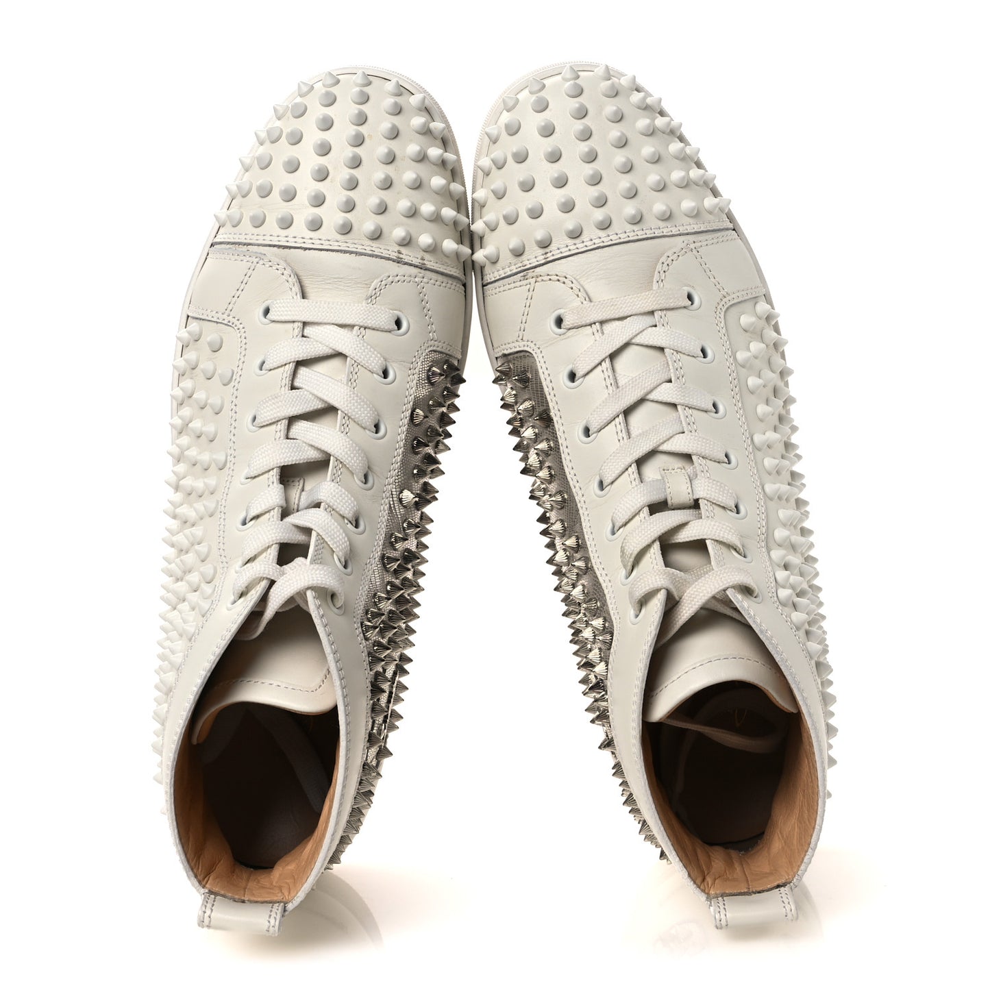 Nappa Laminato Dino Spikes Mens Yang Louis Flat Sneakers 45 Latte Silver