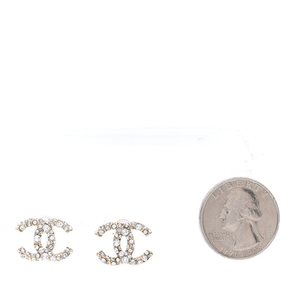 Chanel Crystal Studded CC Earrings Gold 2 of 4