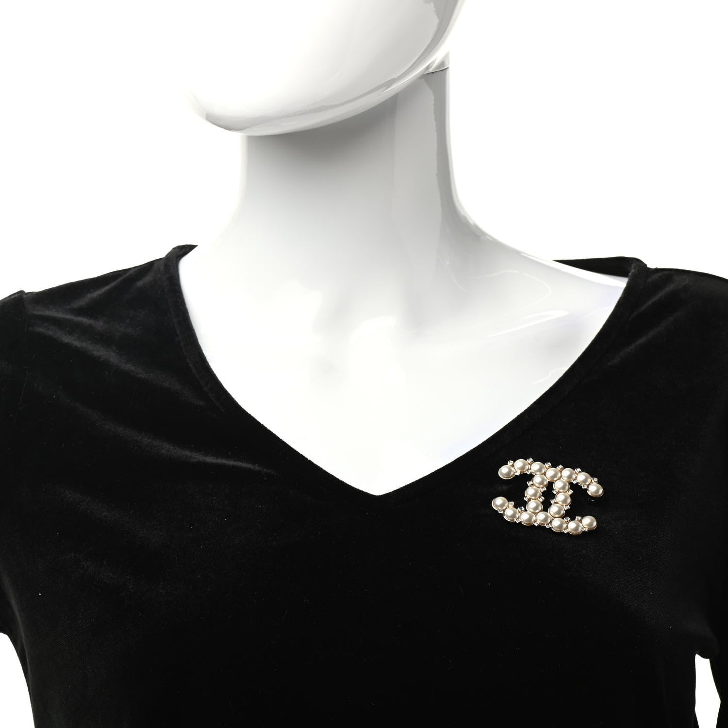 Chanel Crystal Pearl CC Brooch Gold 2 of 5