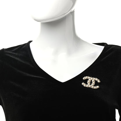 Chanel Crystal Pearl CC Brooch Gold 2 of 5