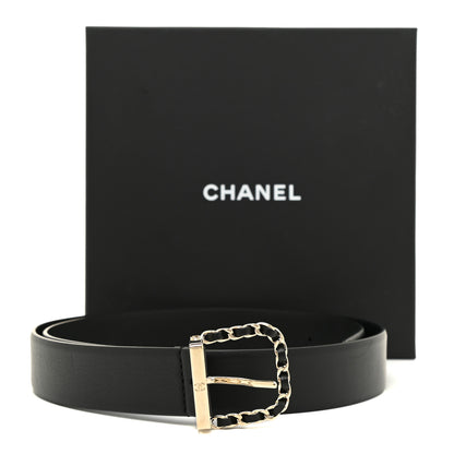 Chanel Lambskin Chain Square Buckle Belt 90 36 Black 8 of 8