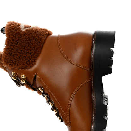 Louis Vuitton Calfskin Shearling Territory Ranger Combat Boots 37.5 Cognac 12 of 12