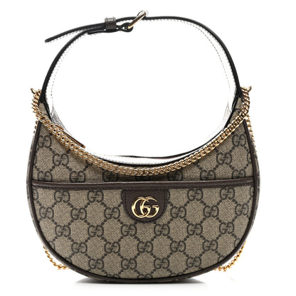 Gucci GG Supreme Monogram Textured Calfskin Small Ophidia Shoulder Bag Beige Ebony New Acero 1 of 9