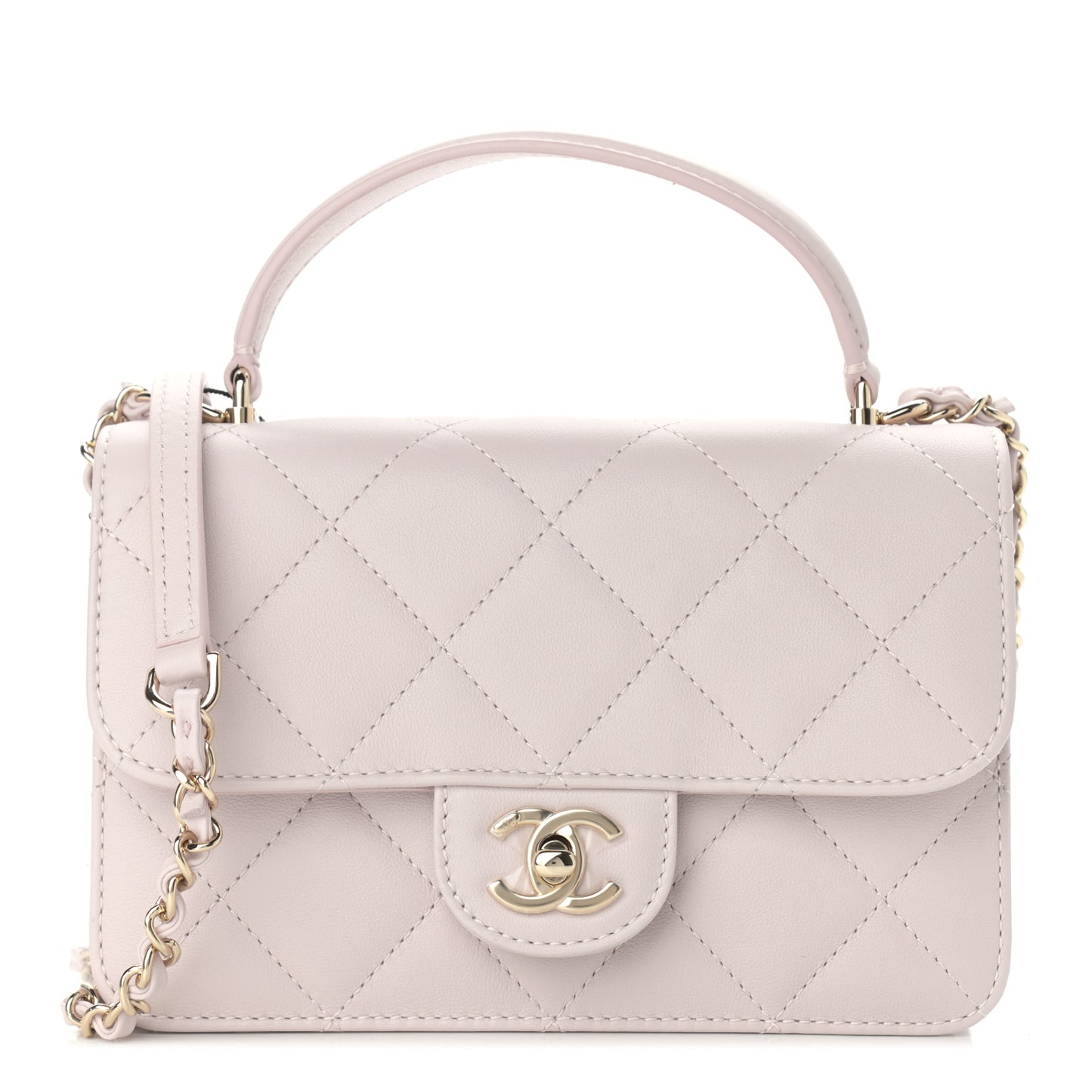 Calfskin Quilted Coco Lady Flap Light Purple