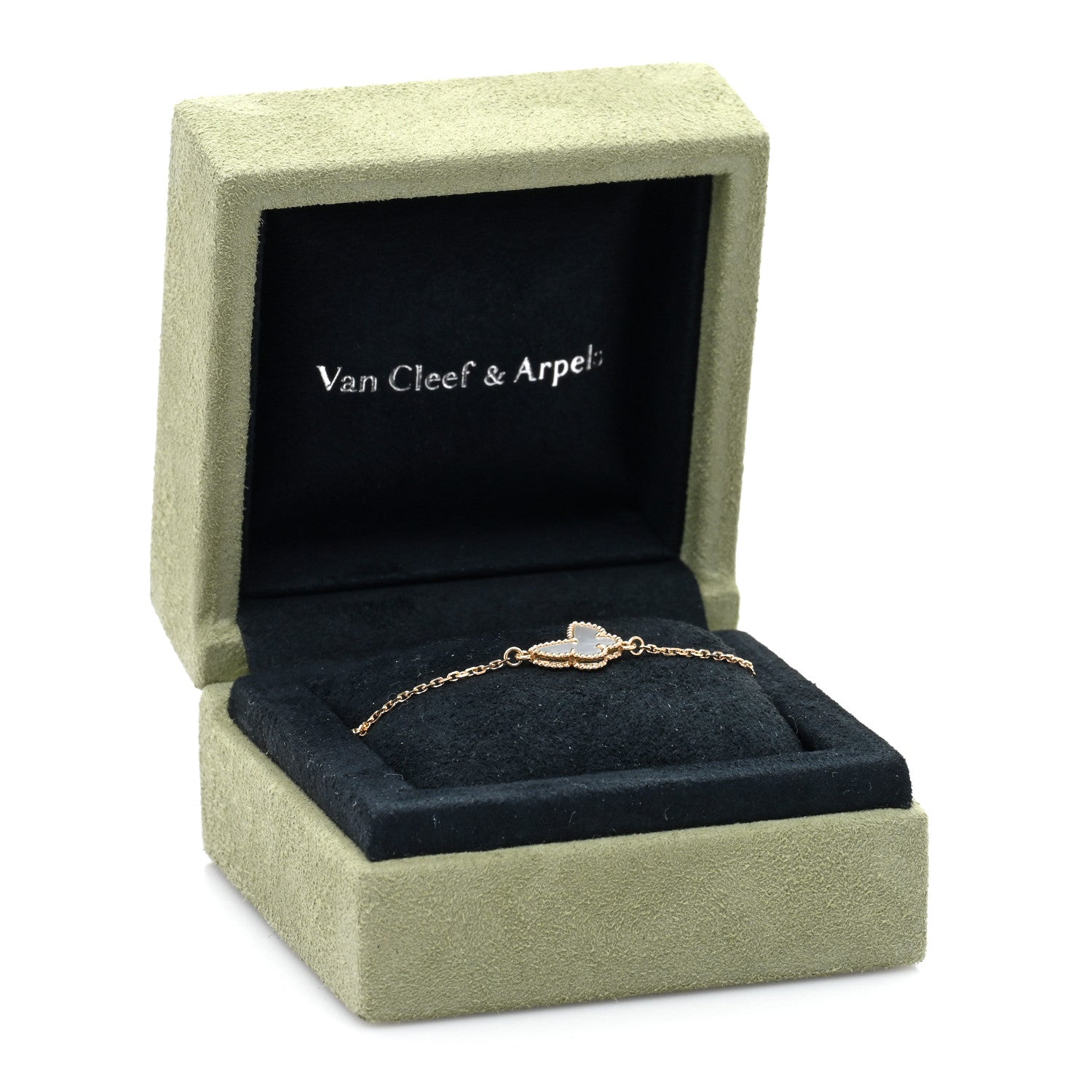 Van Cleef & Arpels 18K Yellow Gold Mother of Pearl Sweet Alhambra Butterfly Bracelet 4 of 4