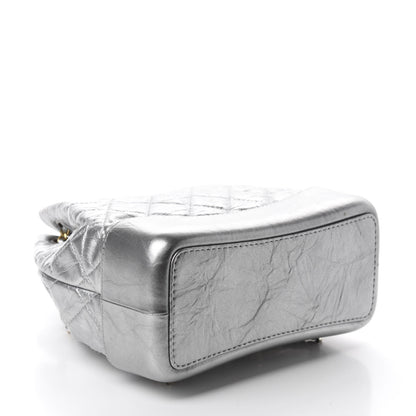 Chanel Metallic Crumpled Calfskin Quilted Small Gabrielle Backpack Silver 3 of 9