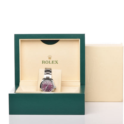 Rolex Stainless Steel 31mm Oyster Perpetual Watch Red Grape Roman 177200 7 of 7