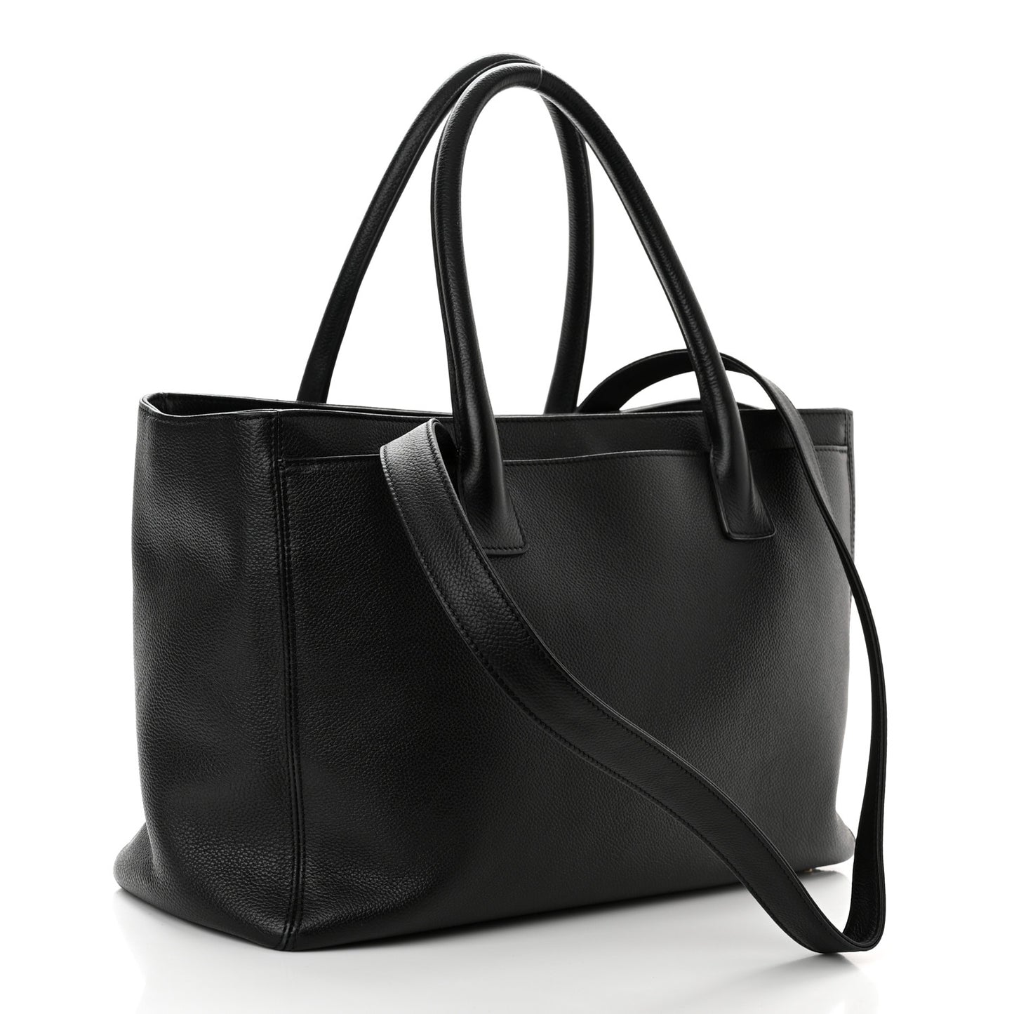 Calfskin Cerf Executive Shopper Tote Black