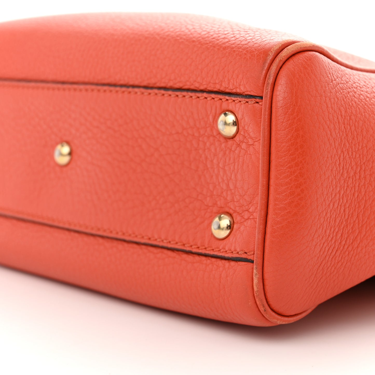 Calfskin Mini Bamboo Shopper Tote Dark Orange