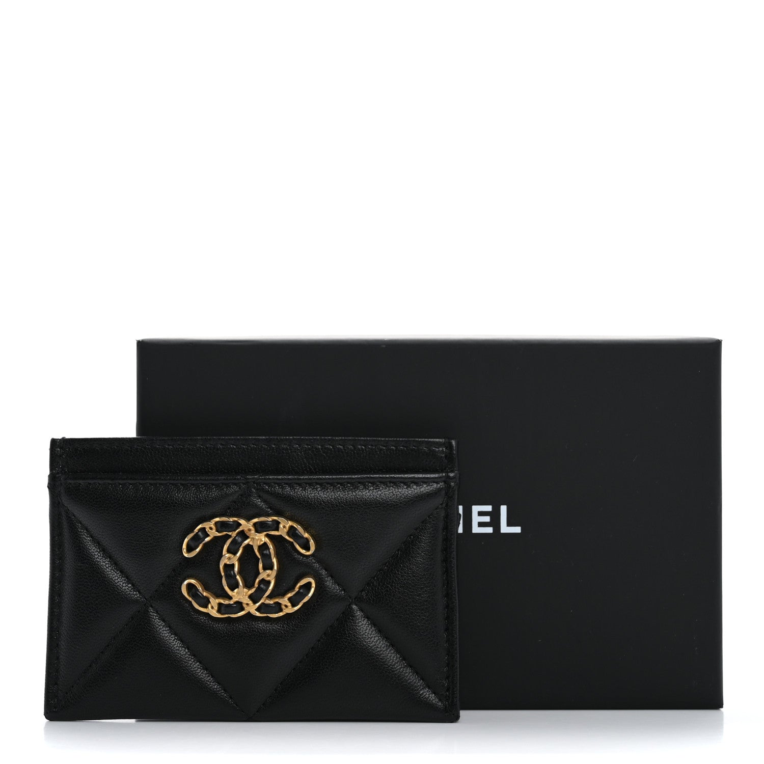 Chanel Lambskin Quilted Chanel 19 Card Holder Black 10 of 10