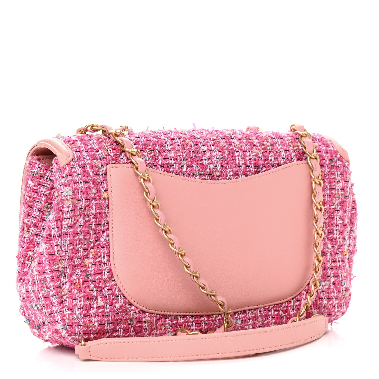 Chanel Tweed Lambskin Quilted Medium CC Filigree Flap Pink 3 of 9