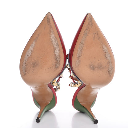 Valentino Garavani Nappa Rockstud Ankle Strap 100mm Pumps 37.5 Rosso Valentino Grey Clover Deep Rose 7 of 11
