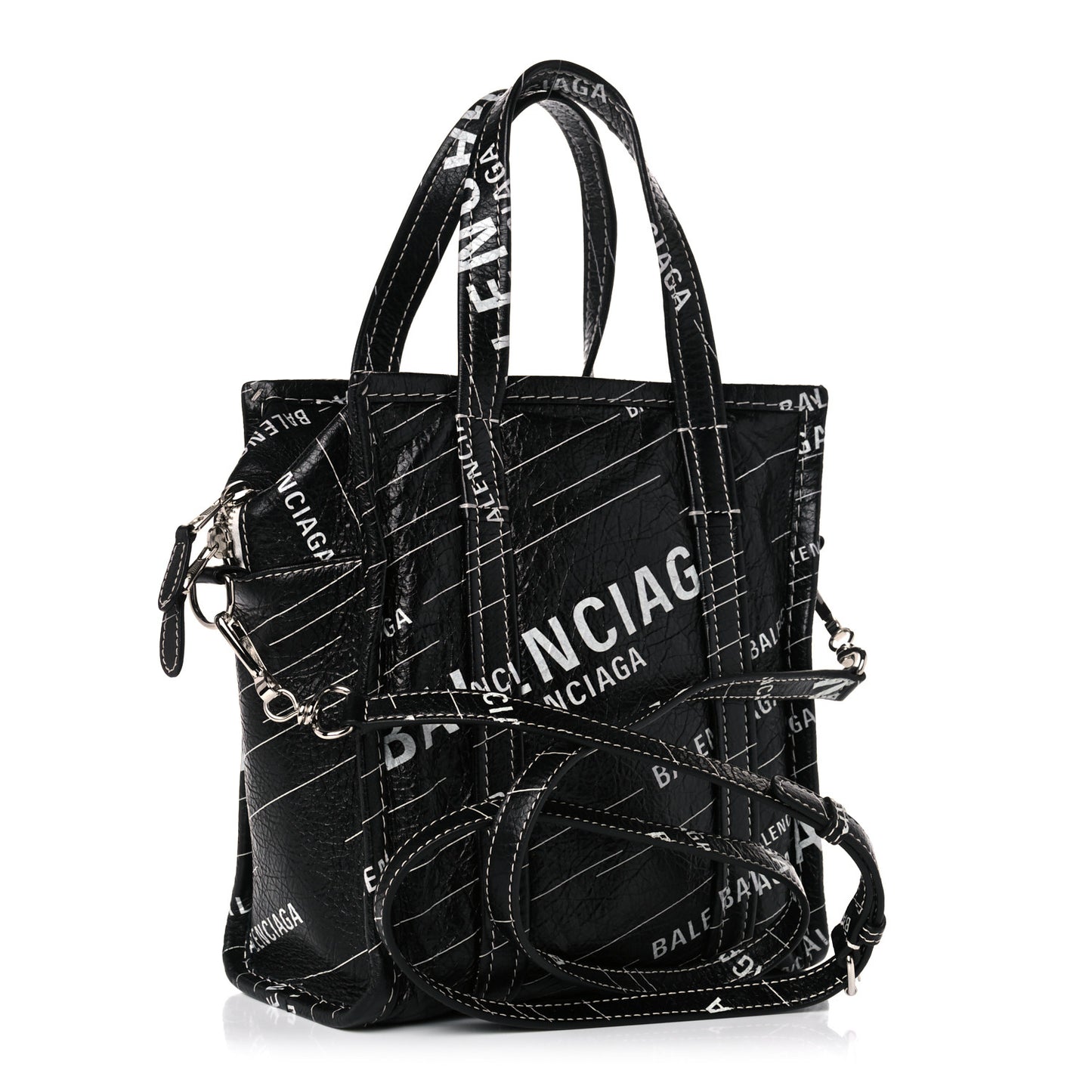 Agneau Arena Logo Multicolor Print XS Bazar Shopper Tote Black White