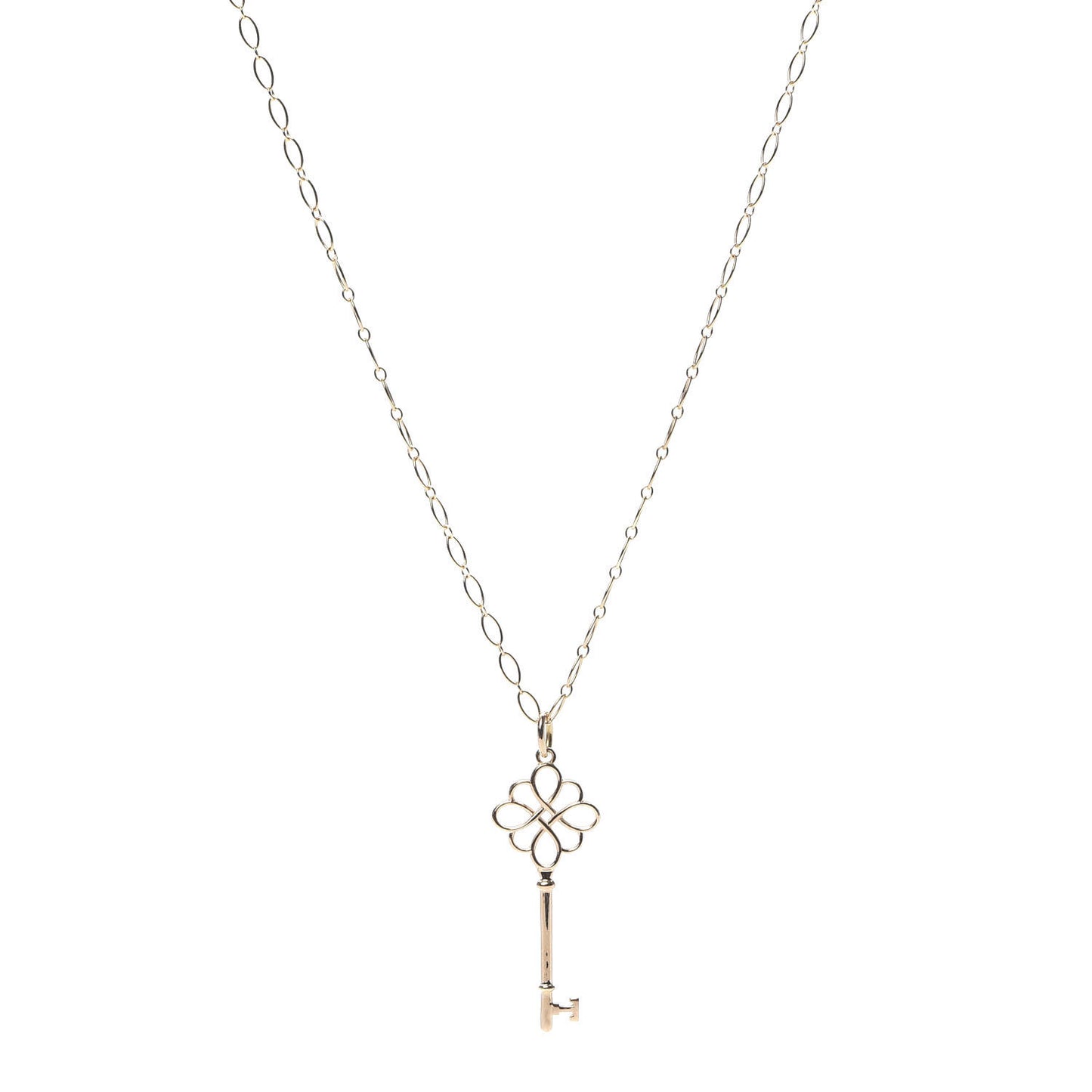 18K Rose Gold Knot Key Pendant Necklace