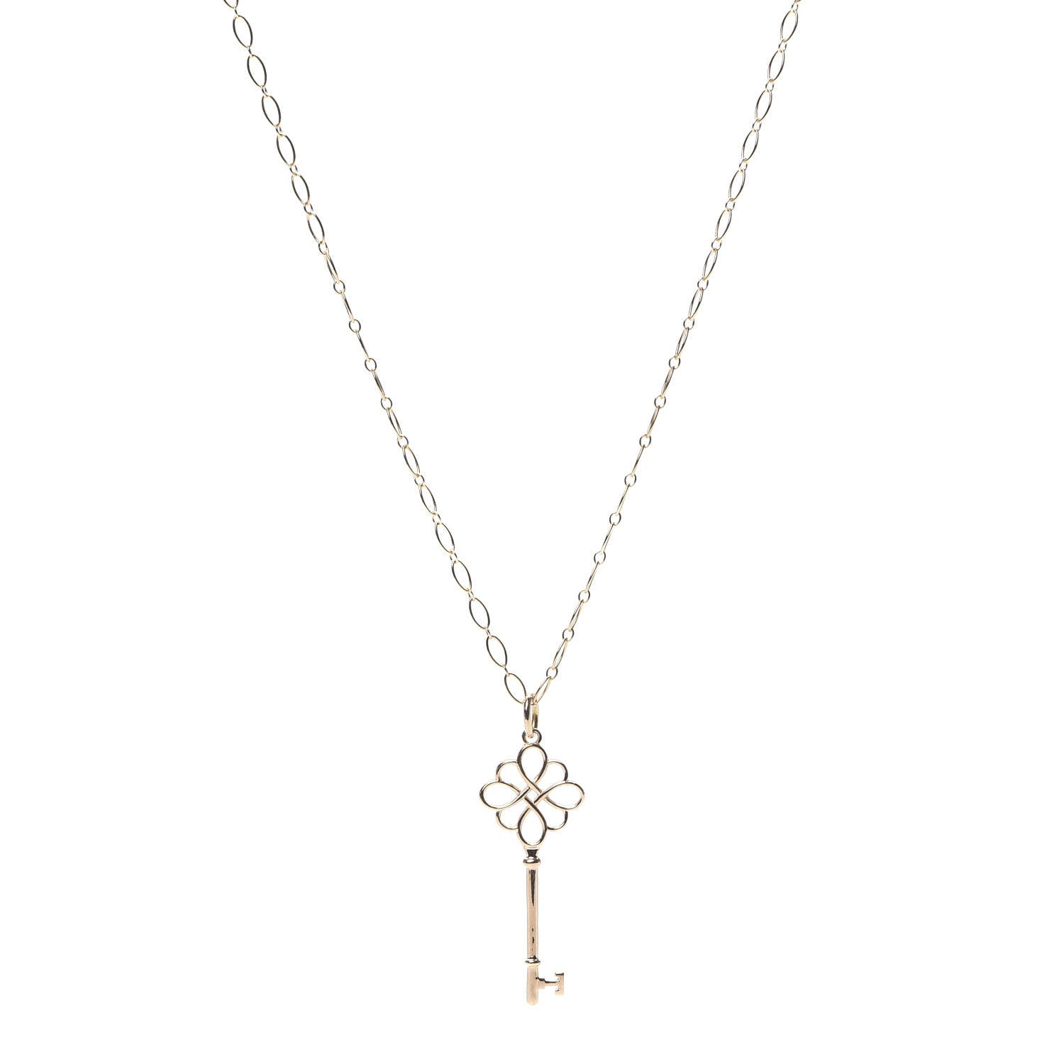 Tiffany 18K Rose Gold Knot Key Pendant Necklace 1 of 6