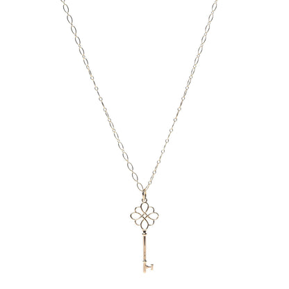 Tiffany 18K Rose Gold Knot Key Pendant Necklace 1 of 6