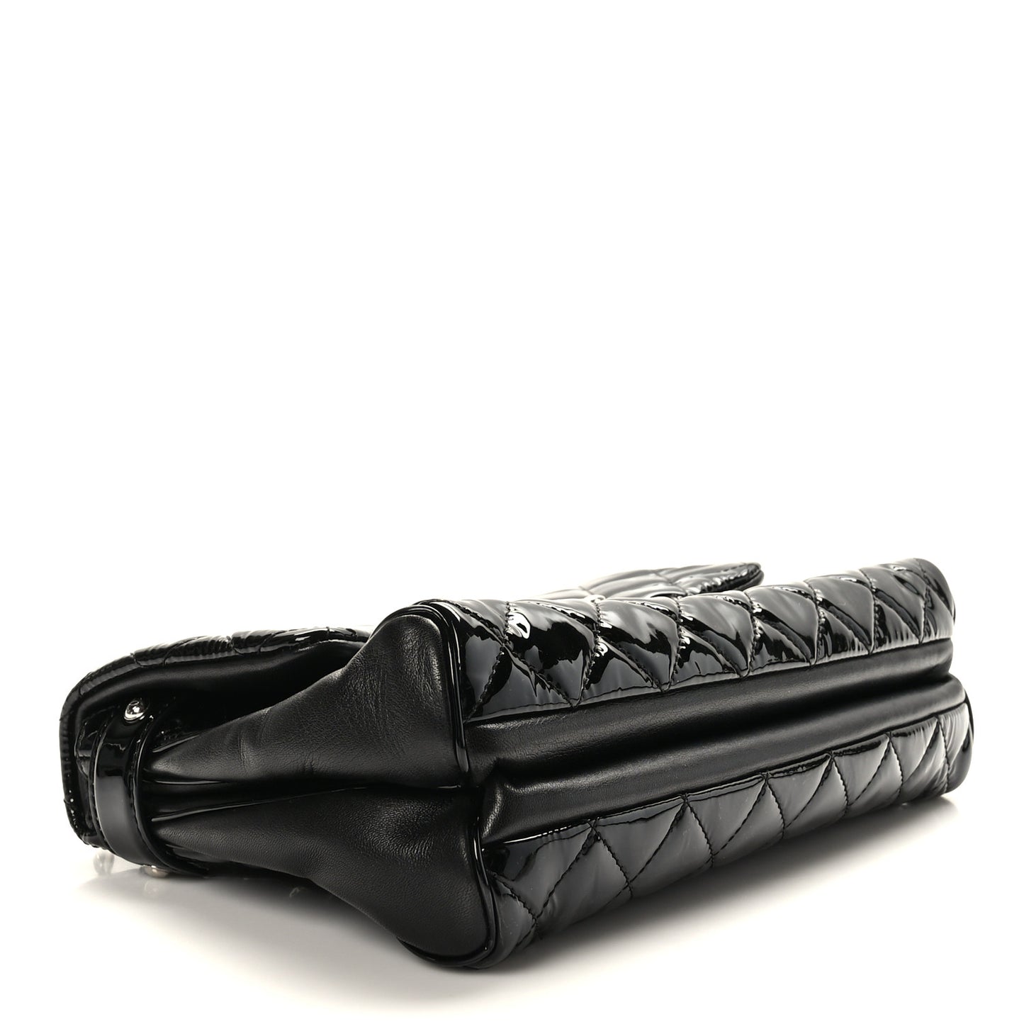 Patent Quilted Medium Rock In Rome Single Flap Black