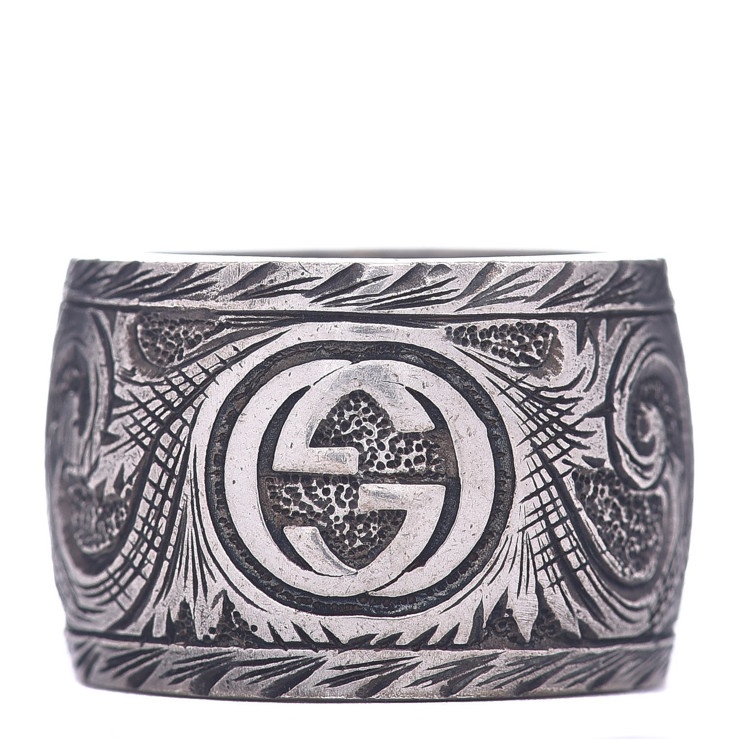 Gucci Sterling Silver Wide Feline Band Ring 53 6.25 4 of 5