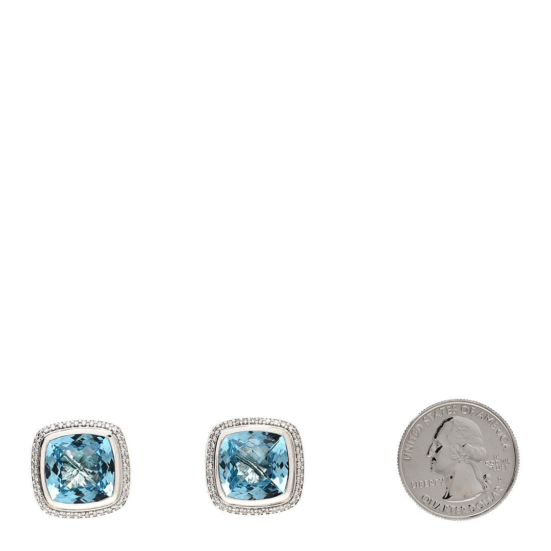 Sterling Silver Diamond Blue Topaz 14mm Albion Earrings