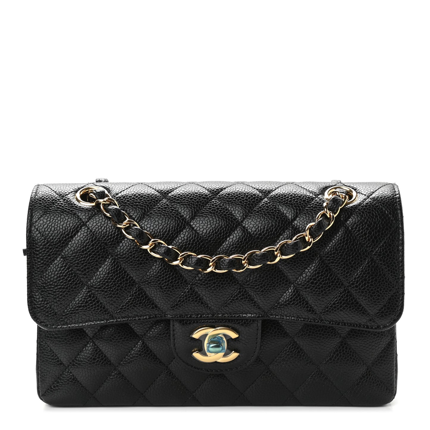 Caviar Quilted Small Double Flap Black