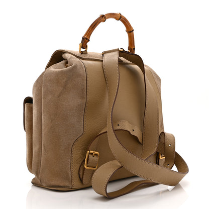 Gucci Suede Bamboo Backpack Beige 3 of 15