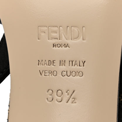 Fendi Fabric Jacquard FF Colibri Lite 85mm Slingback Pumps 39.5 Tobacco Black 7 of 8