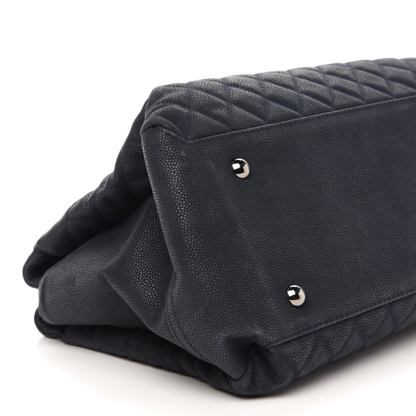 Iridescent Caviar Quilted Lady Pearly Tote Navy