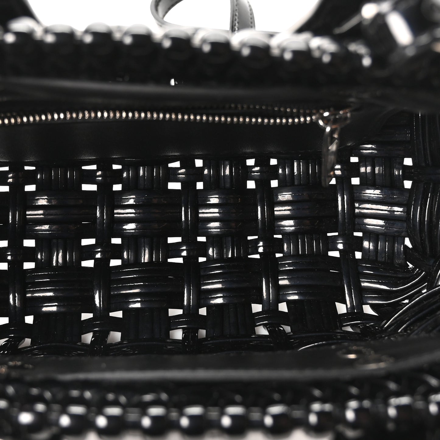 Faux Calfskin Braided Varnished XXS Bistro Basket Black