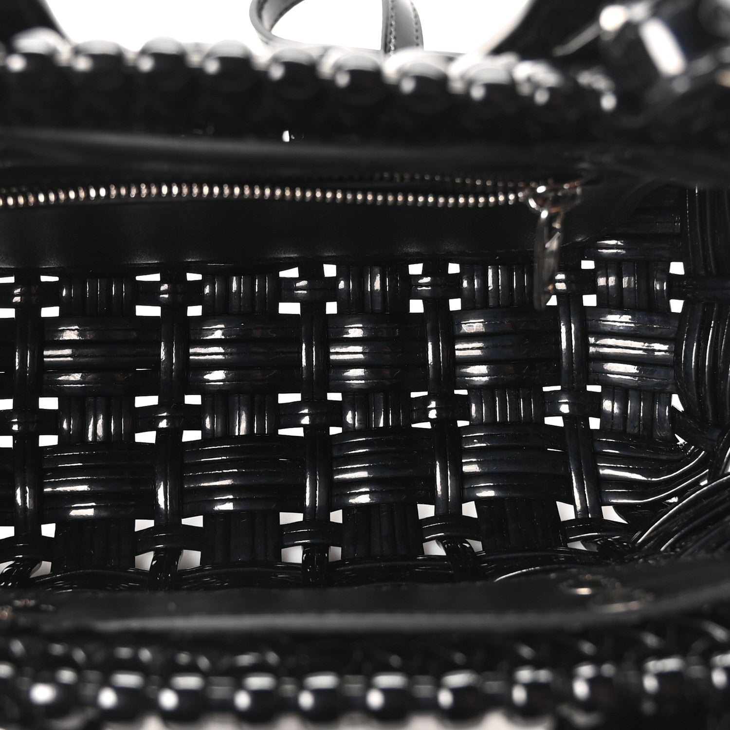 Balenciaga Faux Calfskin Braided Varnished XXS Bistro Basket Black 5 of 9