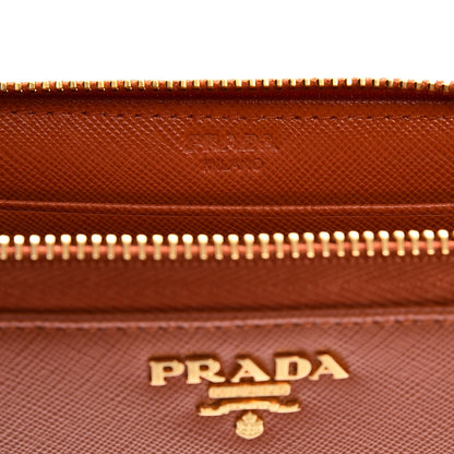 Prada Saffiano Metal Zip Around Wallet Papaya 14 of 16