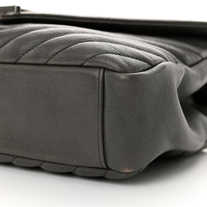 Saint Laurent Sheepskin Matelasse Chevron Monogram Medium College Bag Light Coal 10 of 12