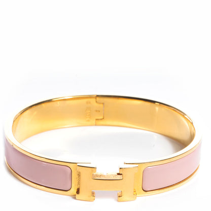 Hermes Narrow Enamel Clic Clac H Bracelet PM Rose Poudre 1 of 5